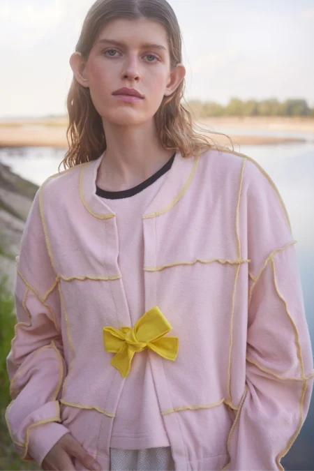 Frottee Blouson, patched with ribbon bow bold
