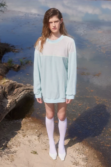oversized frottee jumper  with mesh detail